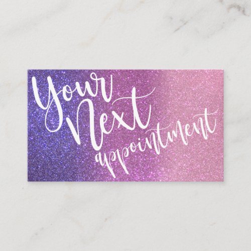 Violet Purple Pink Triple Glitter Ombre Typography Appointment Card