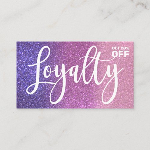 Violet Purple Pink Triple Glitter Ombre Typography Loyalty Card