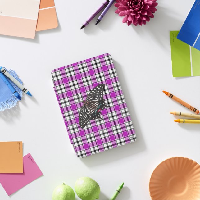 Violet Purple Plaid Butterfly iPad Case HAMbyWG (In Situ)