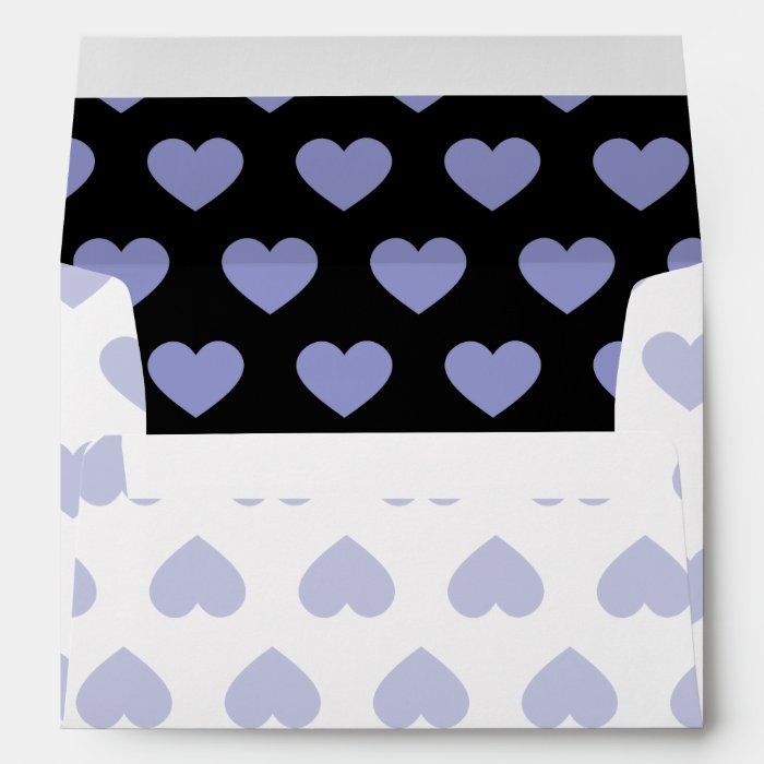 Violet Purple Polka Dot Hearts (Black Background) Envelopes