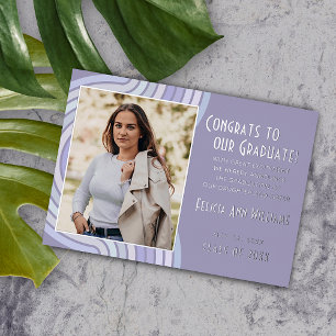 Violet Purple Silver Foil Graduation Announcement