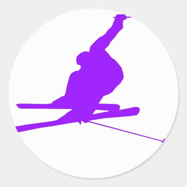 Violet Purple Snow Ski Classic Round Sticker (Front)