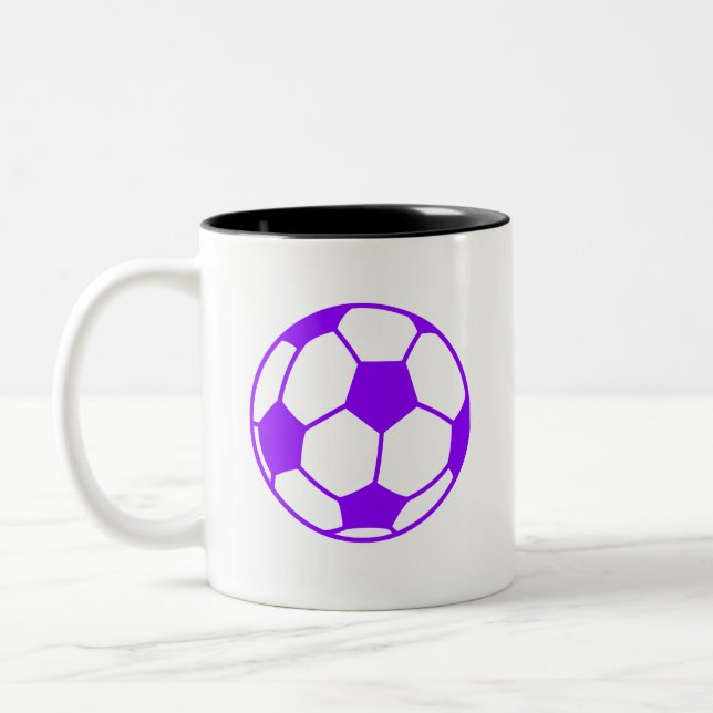 Violet Purple Soccer Ball Two-Tone Coffee Mug (Left)