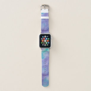 Violet Purple Teal Green Abstract Watercolor Apple Watch Band