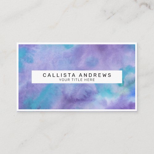Violet Purple Teal Green Abstract Watercolor Business Card