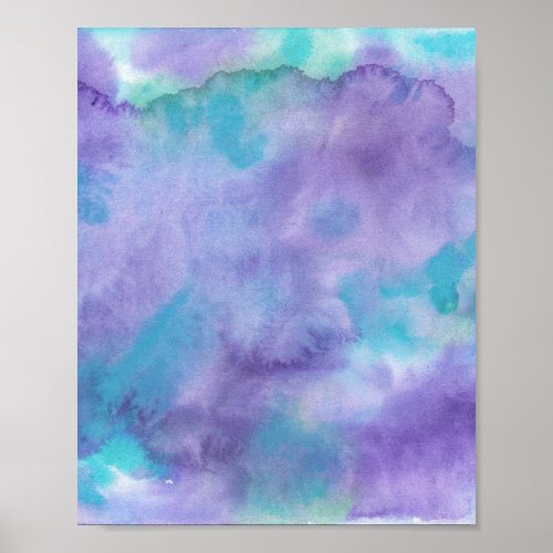 Violet Purple Teal Green Abstract Watercolor Poster