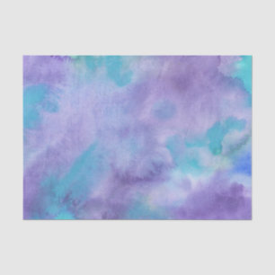Violet Purple Teal Green Abstract Watercolor Tissue Paper