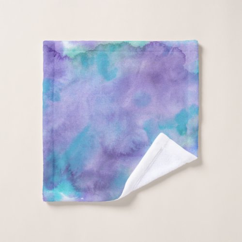 Violet Purple Teal Green Abstract Watercolor Wash Cloth