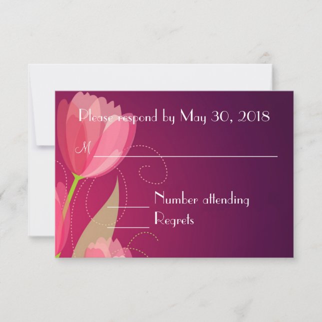 Violet Purple Transparent Floral Wedding RSVP (Front)