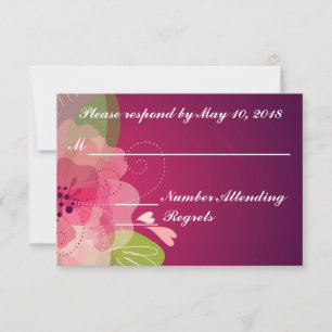 Violet Purple Transparent Floral Wedding RSVP