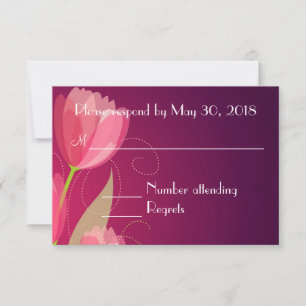 Violet Purple Transparent Floral Wedding RSVP Card