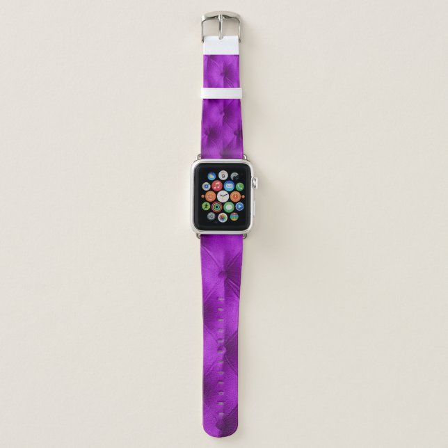 Violet purple velvet capitone textile background,  apple watch band (Front)