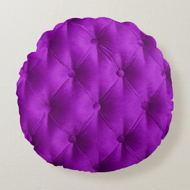 Violet purple velvet capitone textile background,  round pillow (Front)