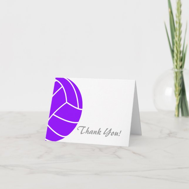 Violet Purple Volleyball Thank You Card (Front)