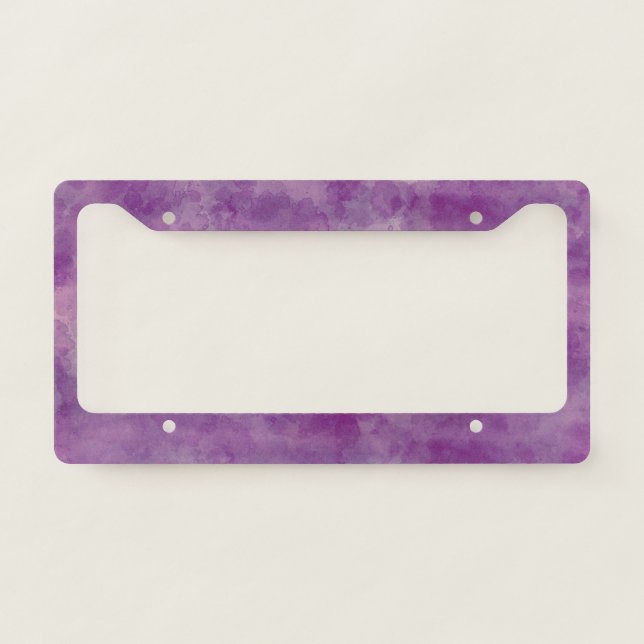 Violet Purple Watercolor Abstraction License Plate Frame (Front)