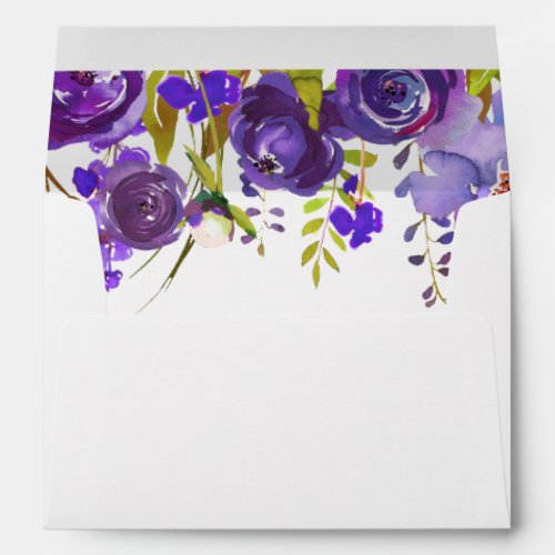 Violet Purple Watercolor Floral for 5x7 card Envelope - Create your own Envelope with this "Violet Purple Watercolor Floral for 5x7 card Envelope template". You can customize it with your return address on the back flap. This envelope design is perfect to match your wedding invitations. 
(1) For further customization, please click the "customize further" link and use our design tool to modify this template.  
(2) If you need help or matching items, please contact me.