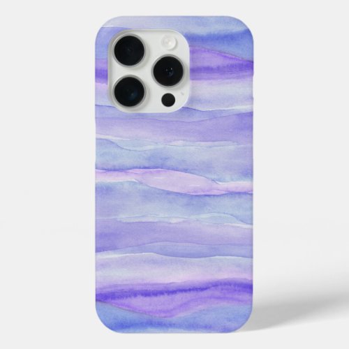 Violet Purple Watercolor Layers Pattern iPhone 15 Pro Case