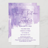 Violet Purple Watercolor Splash Sweet 16 Invitation (Front/Back)