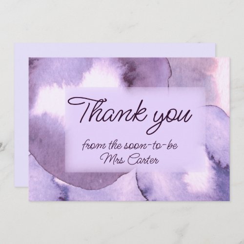Violet purple watercolor  thank you card