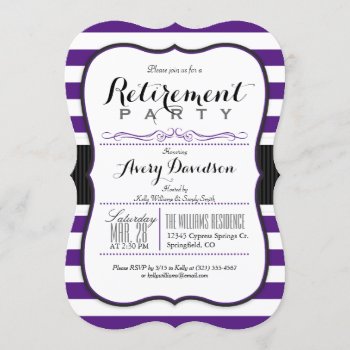 Violet Purple & White; Elegant Retirement Party Invitation by Card_Stop at Zazzle