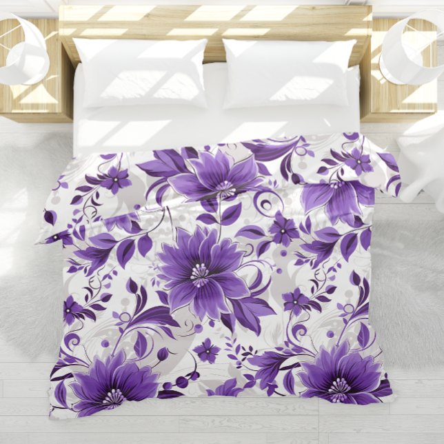 Violet Purple White Floral Bedding Pattern  Duvet Cover (Creator Uploaded)