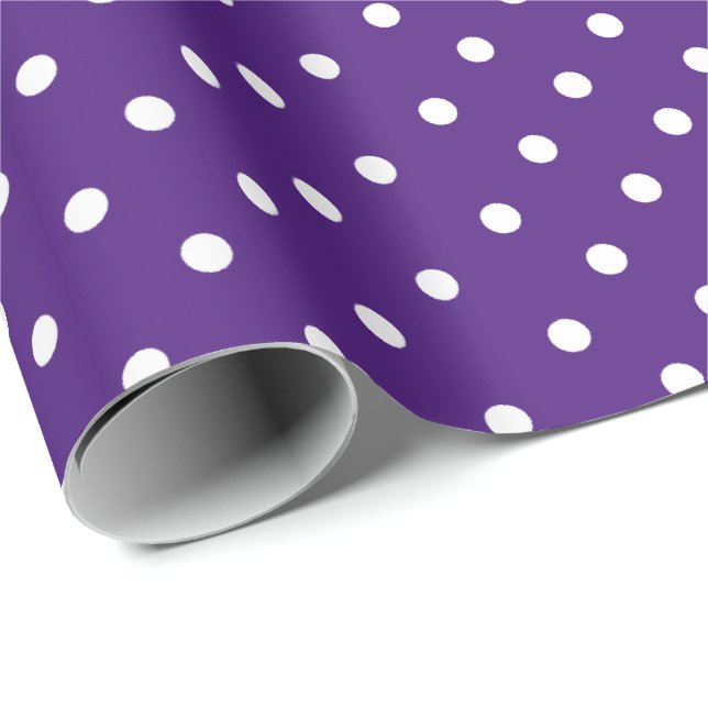 Violet Purple | White Polka Dot Wrapping Paper (Roll Corner)
