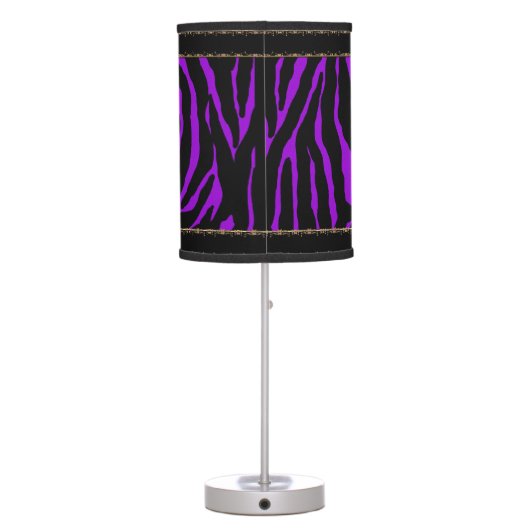 Violet Purple Zebra  Lamp with Black Trim (Back)