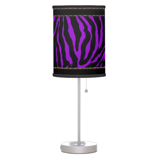 Violet Purple Zebra  Lamp with Black Trim (Left)