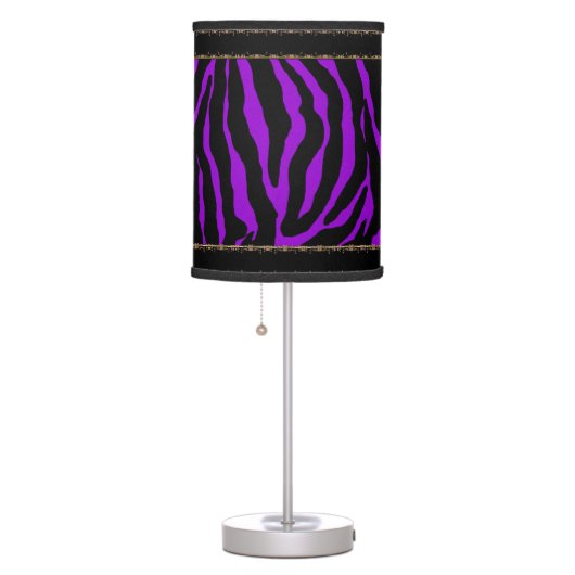 Violet Purple Zebra  Lamp with Black Trim (Right)