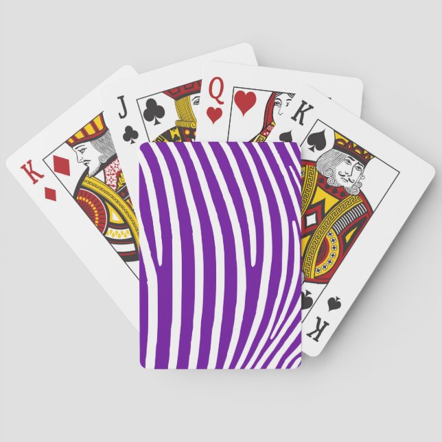 Violet Purple Zebra Stripes Poker Cards (Back)