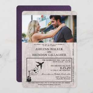 Violet PurpleNashville Passport Wedding Invitation