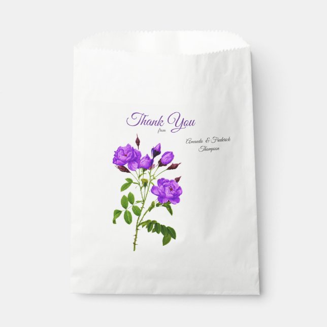Violet Purplish-Roses on Magenta-Pink Silk  Favor Bag (Front)