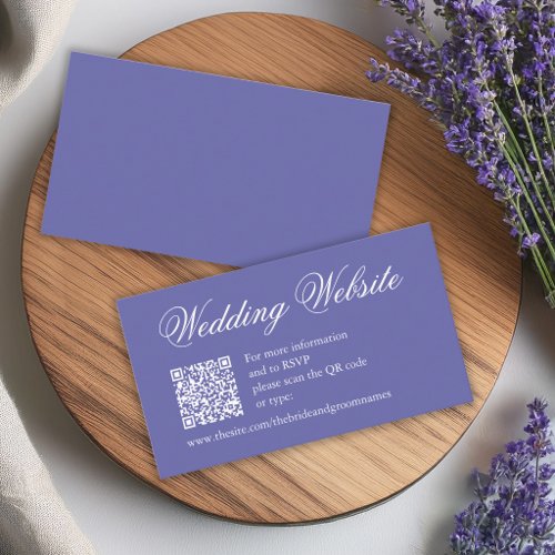 Violet QR Code Calligraphy Purple Wedding Website Enclosure Card