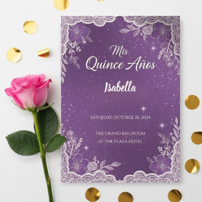 Violet Quinceañera Invitations, Elegant Invitation (Creator Uploaded)
