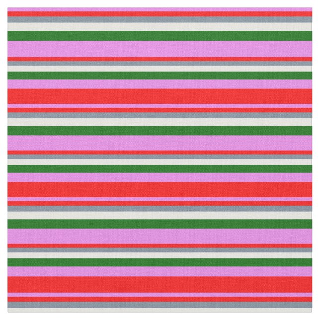 Violet, Red, Light Slate Gray, White & Dark Green Fabric (Close Up)