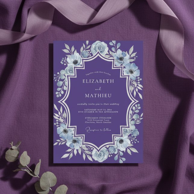 Violet Regal Winter Wedding Invitation (Creator Uploaded)