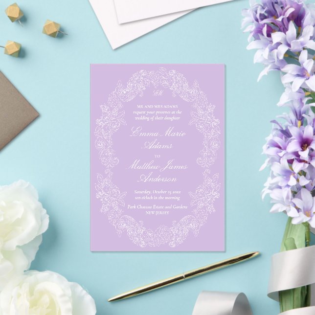 Violet Regency Victorian Antique Classic Wedding Acrylic Invitations (Insitu (Wedding))