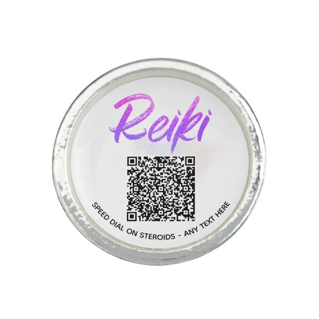 *~* Violet Reiki Business Promotion QR Marketing  Ring (Front)