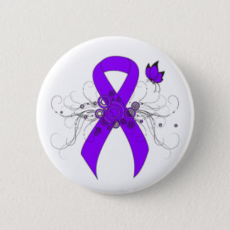 Violet Ribbon Butterfly, Hodgkin's lymphoma Button