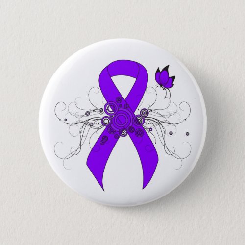 Violet Ribbon Butterfly Hodgkins lymphoma Button