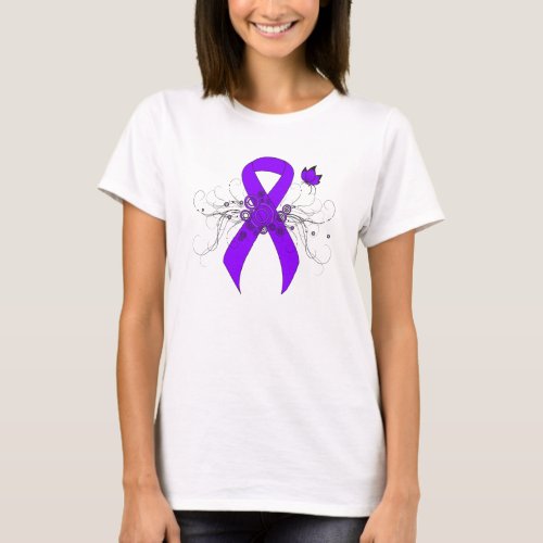 Violet Ribbon Butterfly Hodgkins lymphoma T_Shirt