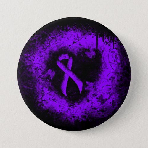 Violet Ribbon Grunge Heart Hodgkins lymphoma Button