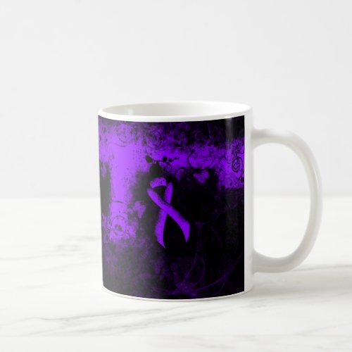 Violet Ribbon Grunge Heart Hodgkins lymphoma Coffee Mug