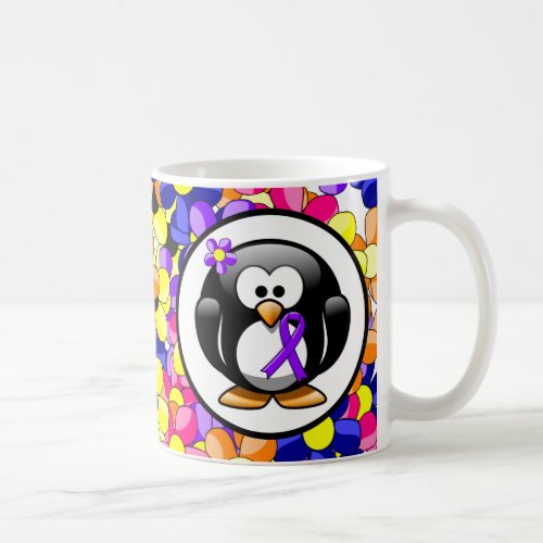 Violet Ribbon Penguin  Hodgkins lymphoma Coffee Mug