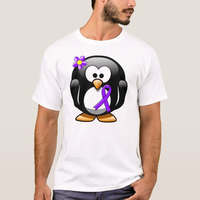 Violet Ribbon Penguin,  Hodgkin's lymphoma T-Shirt (Front)