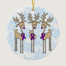 Violet Ribbon Reindeer (Hodgkin's Lymphoma) Ceramic Ornament
