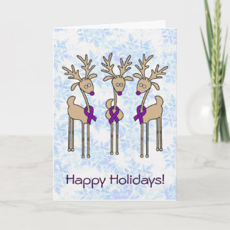 Violet Ribbon Reindeer (Hodgkin's Lymphoma) Holiday Card