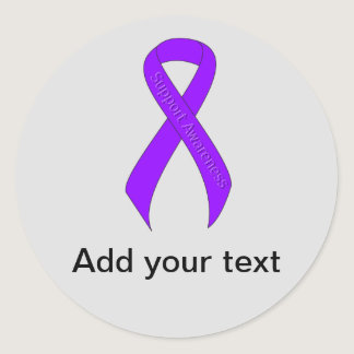 Violet Ribbon Support Awareness, Hodgkins lymphoma Classic Round Sticker