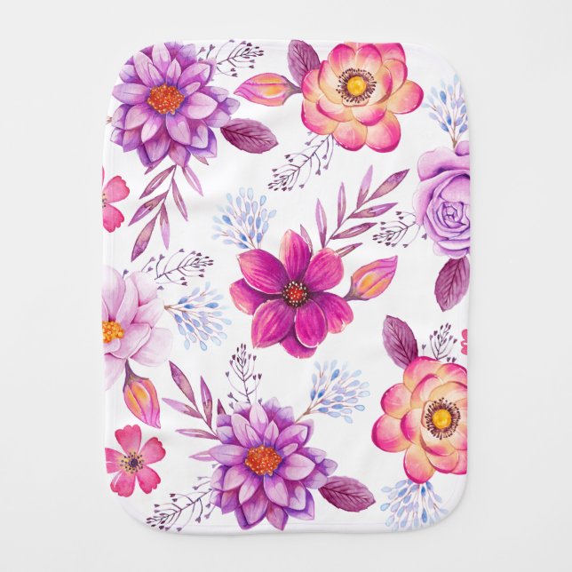 Violet rose baby burp cloth (Front)