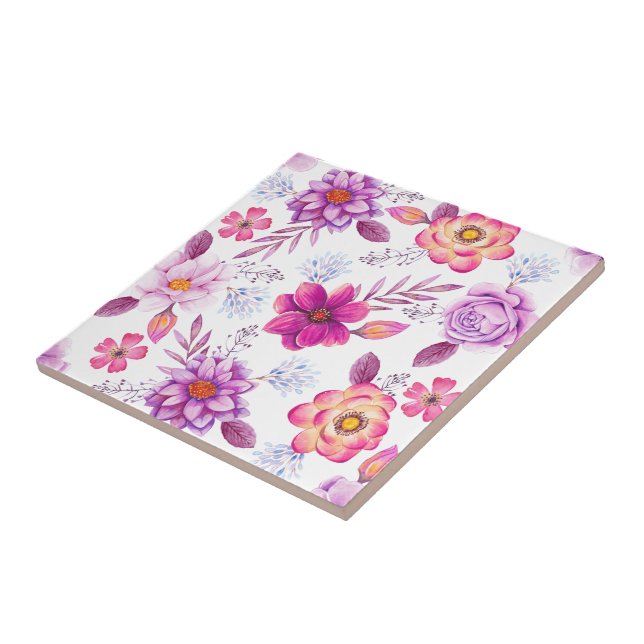 Violet rose ceramic tile (Side)